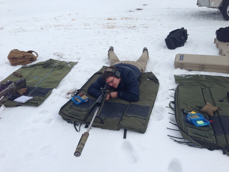 Shults shooting long range in the snow.