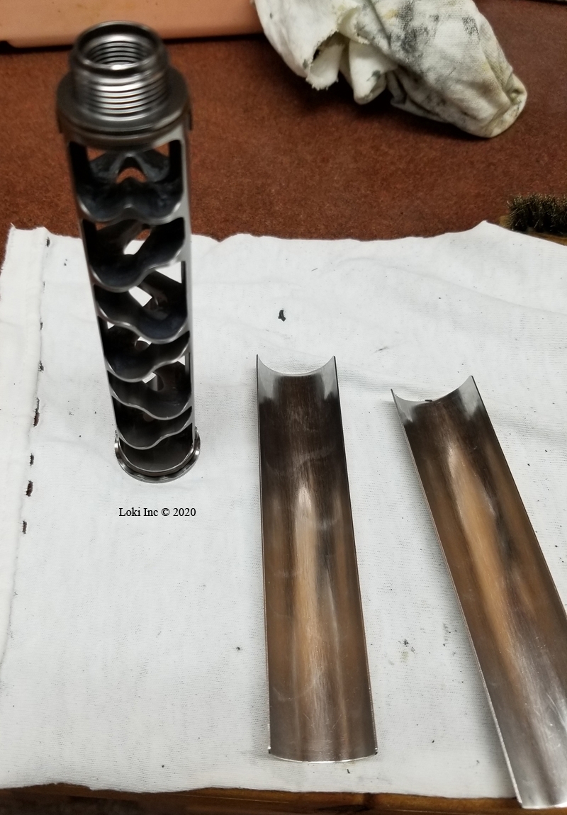 Fired Sparrow 22 core and halfpipes treated with Weld-Kleen after tumbling with stainless steel pins