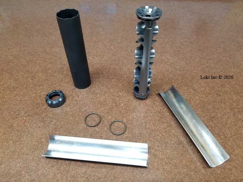 Starting point for cleaning test - clean Sparrow 22 suppressor disassembled