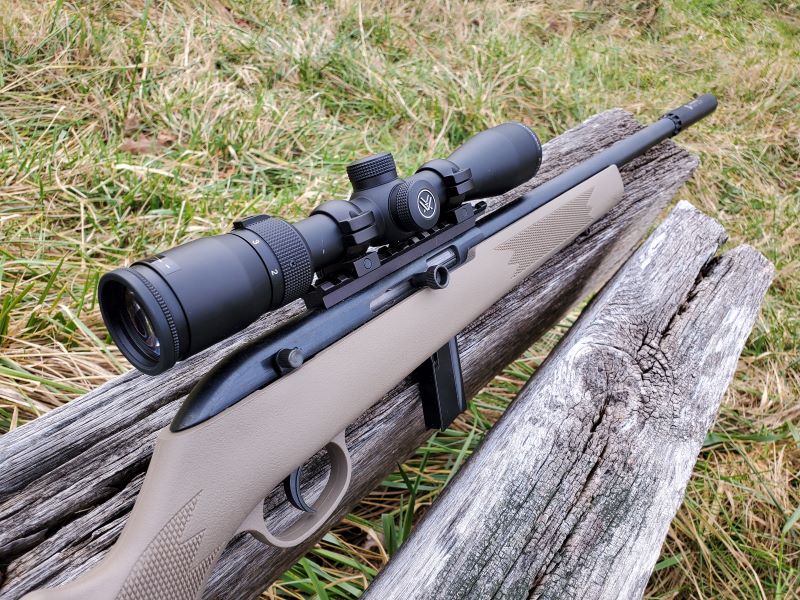 SAVAGE 64 FV-SR .22 RIFLE, VORTEX DIAMONDBACK SCOPE, SILENCERCO WARLOCK 22 SUPPRESSOR