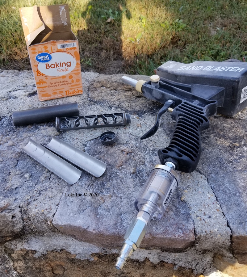 Sparrow, soda blaster, and baking soda