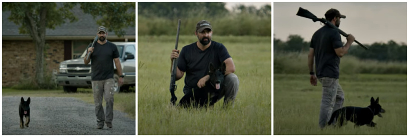 American Gun, farmer with dog