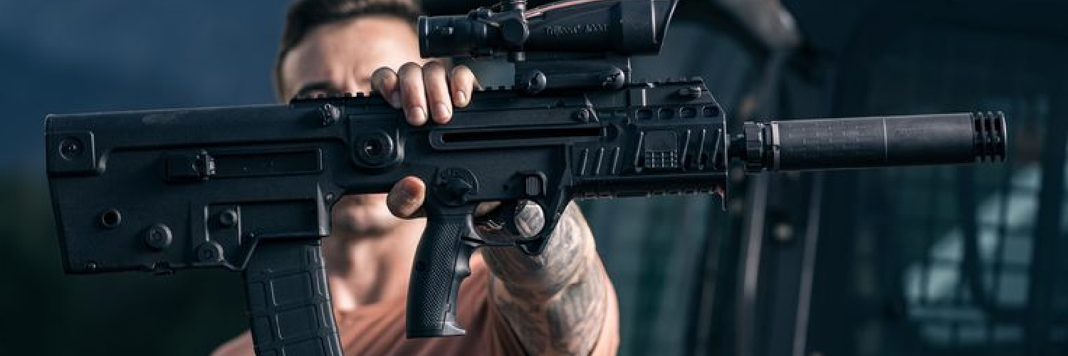 SilencerCo Omega 300 suppressor on IWI Tavor X95 Bullpup