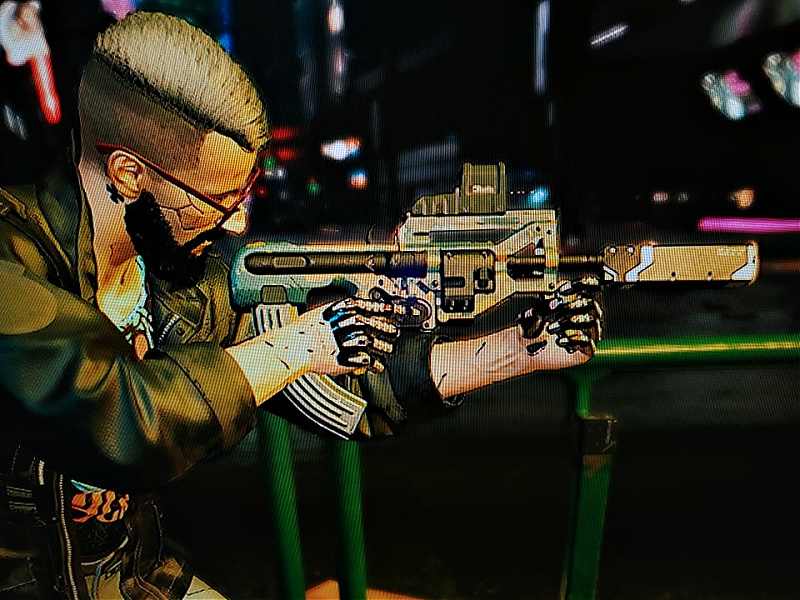 Cyberpunk weapon with suppressor