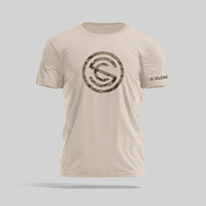 beige camo logo tee green logo