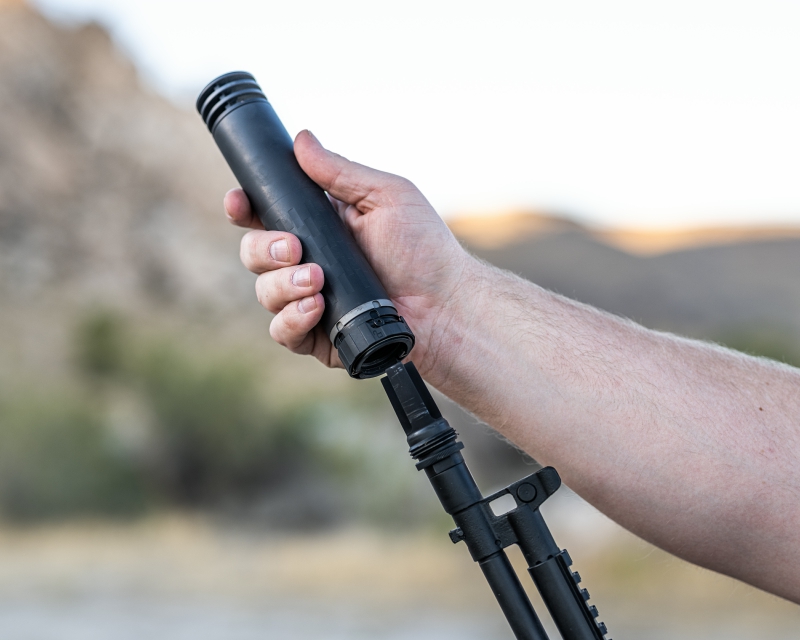 SilencerCo Omega 300 suppressor mounted with ASR Mount and Flash Hider