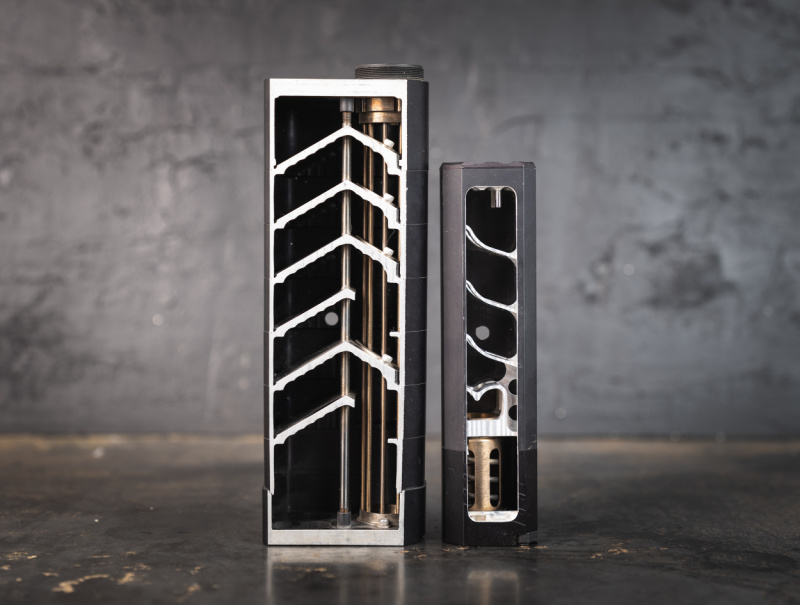 How do suppressors work? Cutaway of silencerco suppressor exposing baffles and piston mount