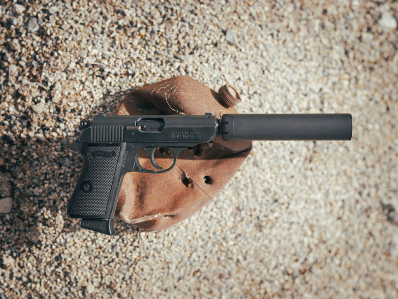 SilencerCo Sparrow on a Walther handgun, best 22 suppressor of 2025