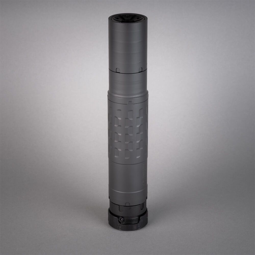 silencerco hybrid 46m suppressor on a grey background