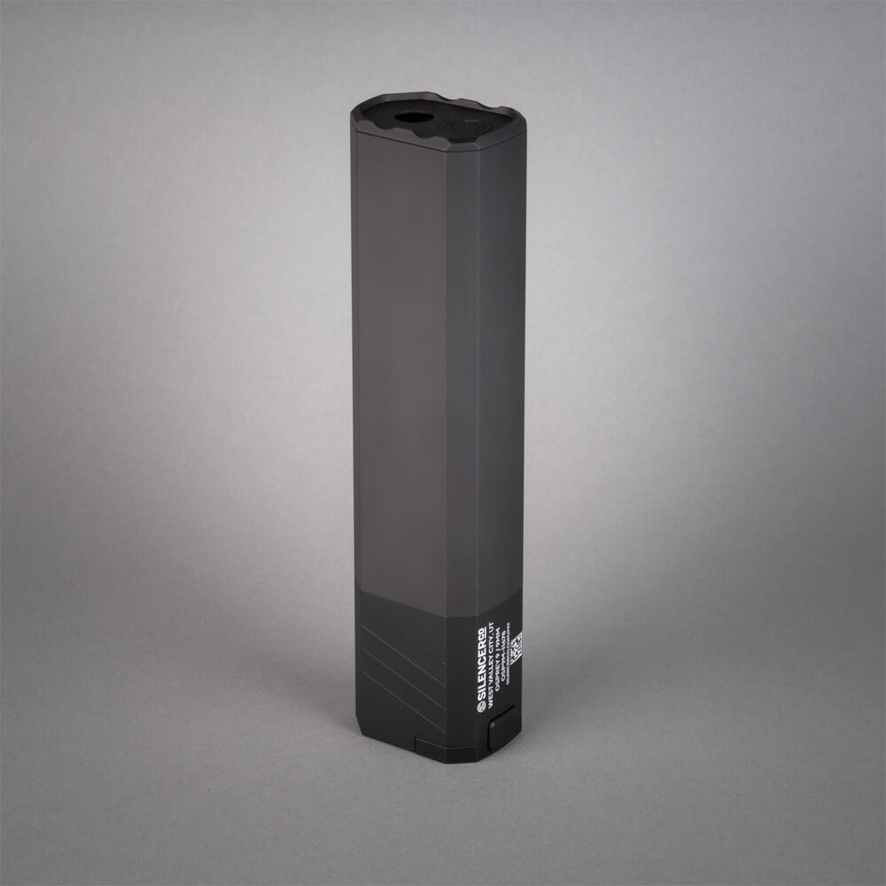 silencerco osprey 9 suppressor on a grey background
