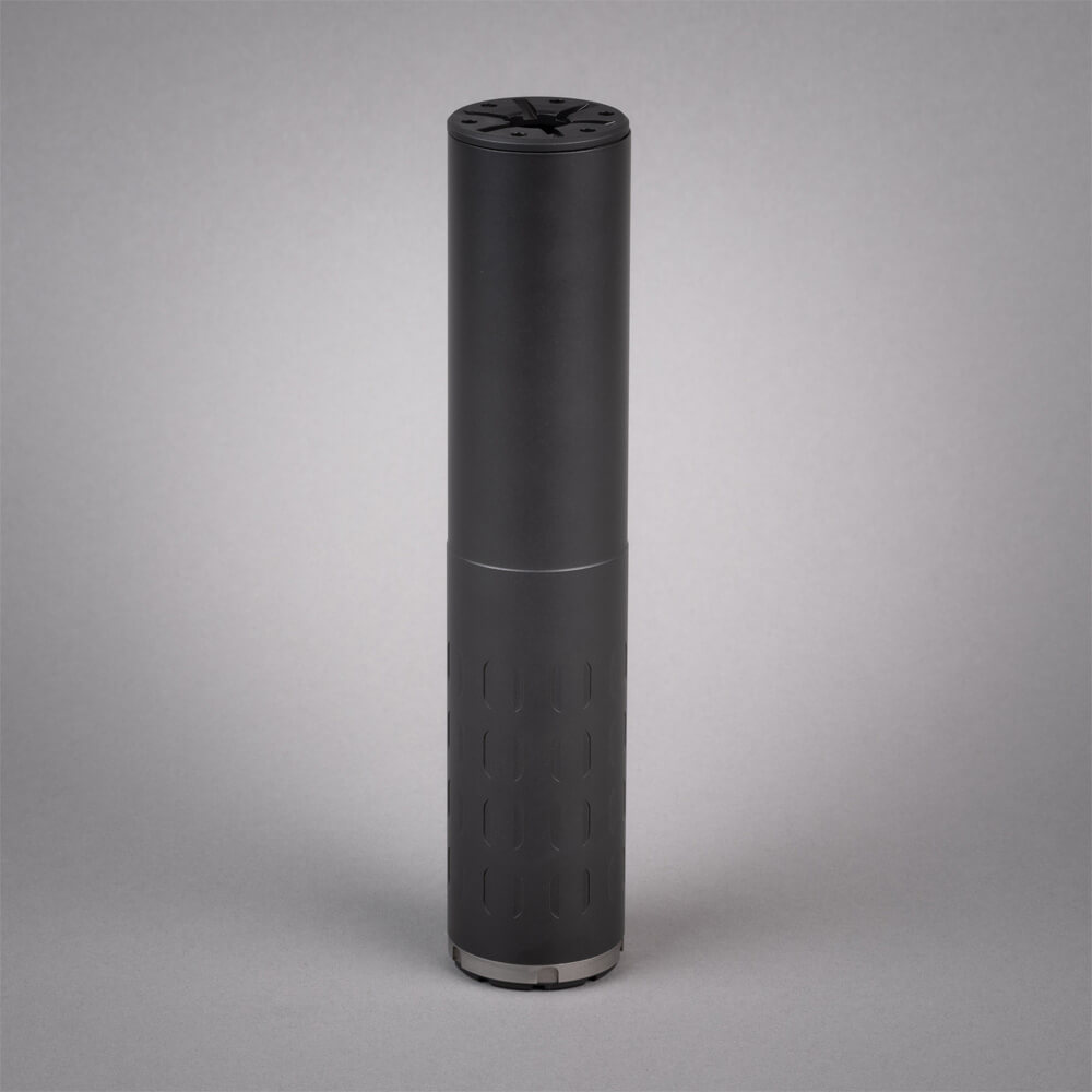 silencerco hybrid 46 suppressor on a grey background