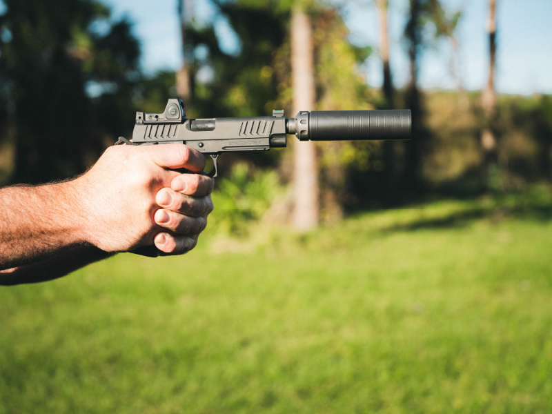 best handgun suppressors - Staccato 9mm with SilencerCo Spectre-9