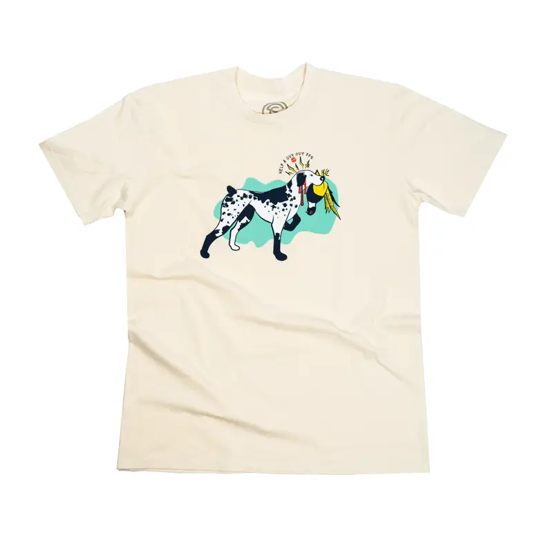 SilencerCo Help A Guy Out Tee with the print of a faithful dog on white background