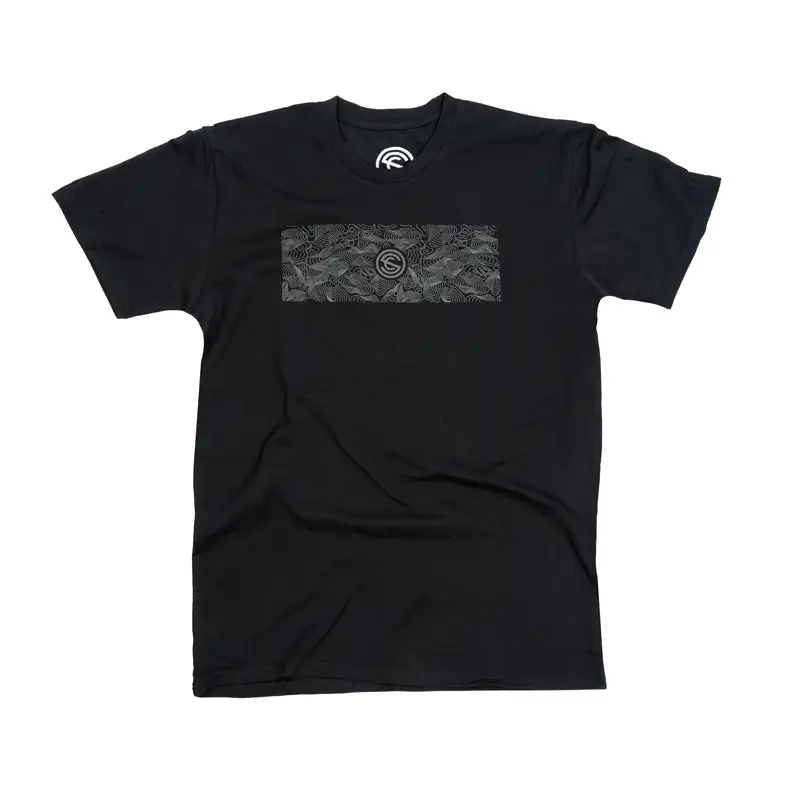 SilencerCo black topography Tee on white background