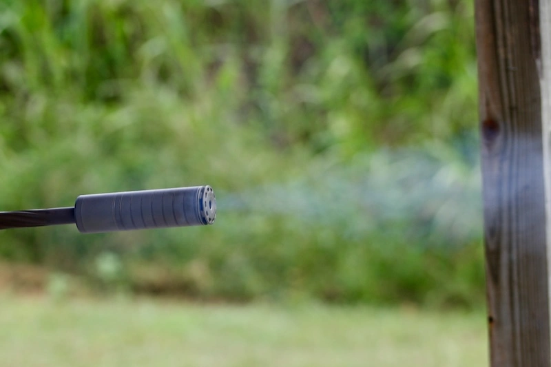 gases escaping from front end of Scythe Ti - what do suppressors sound like?