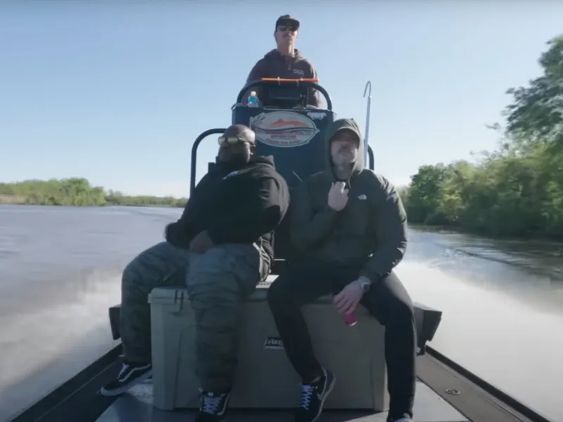 SilencerCo crew on the boat ride to the nutria hunt