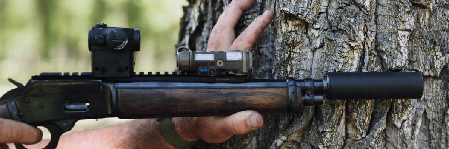 Omega 45K on lever gun, feature image for How To Get a Suppressor Tax Stamp