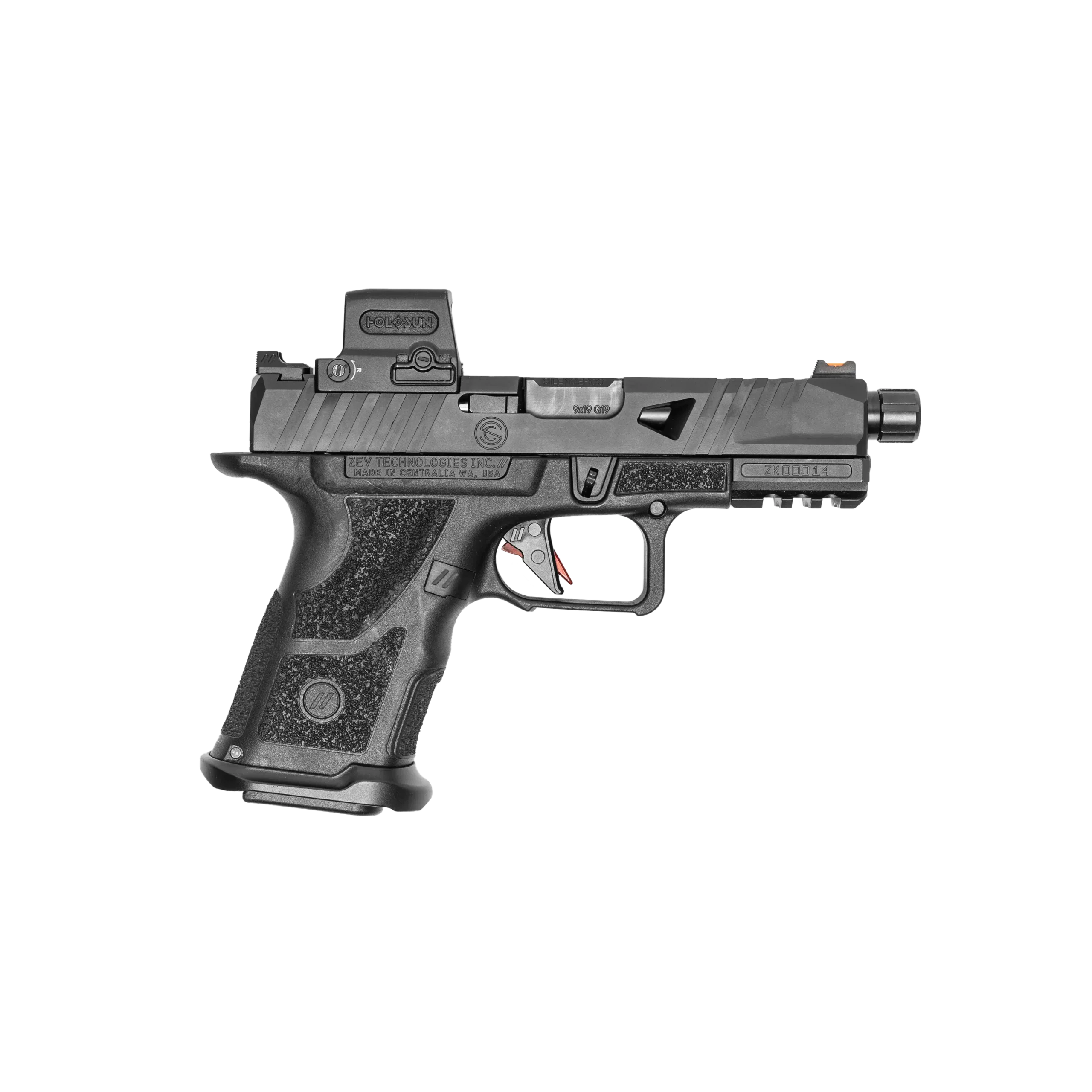 SilencerCo 509T Cut Glock 19 Slide on a pistol