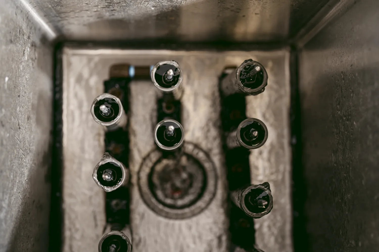 superior view of suppressor tubes in anodizing bath