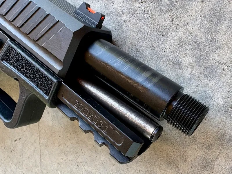 threaded barrel of a pistol